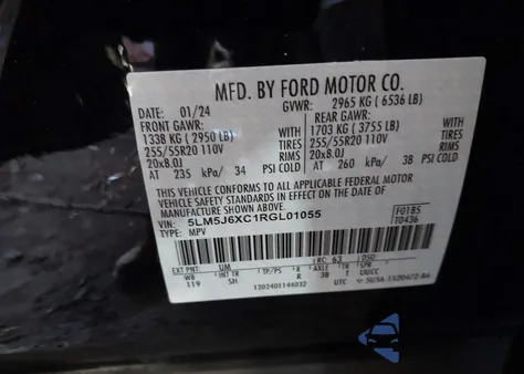 2024 Lincoln Aviator Premiere z USA, uszkodzony, nr VIN 5LM5J6XC1RGL01055